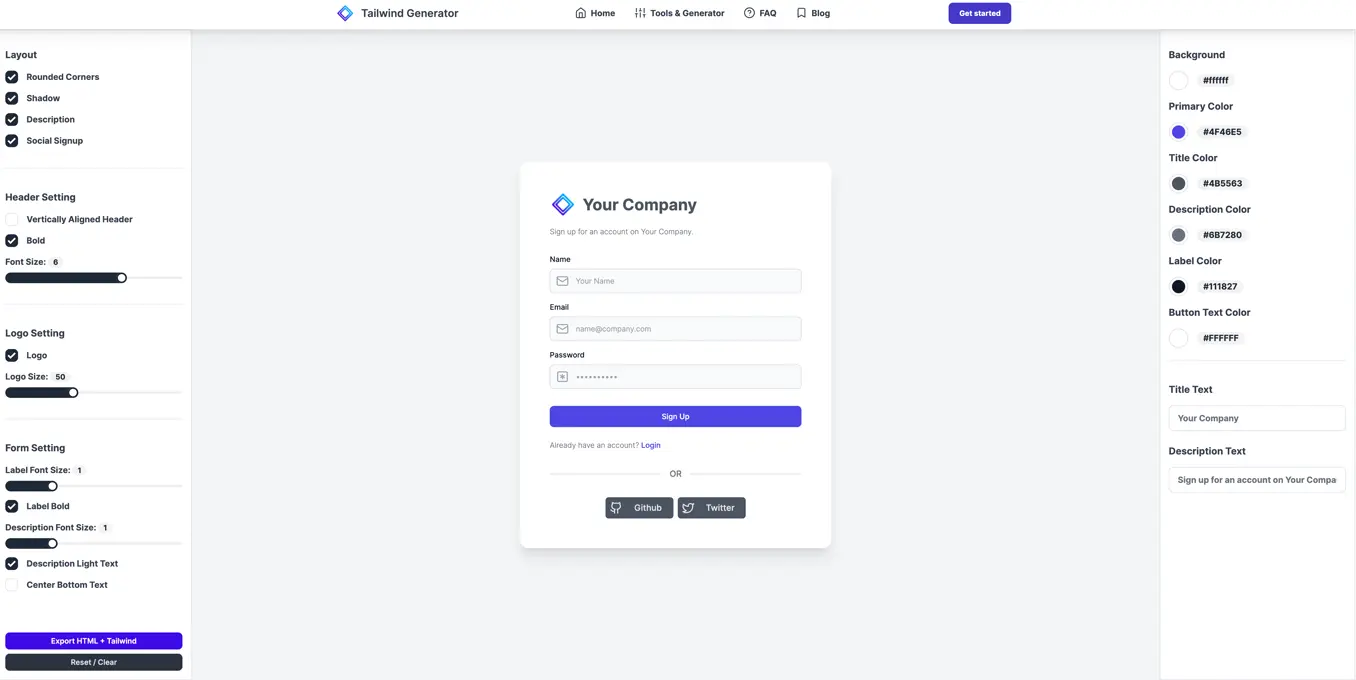 Signup Form Generator Preview